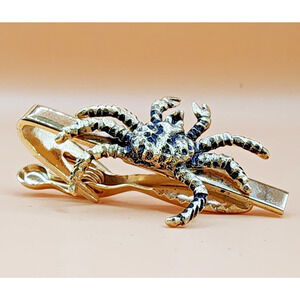 Jolle Gold Tone Crab Necktie Clip 1-5/8" Vintage